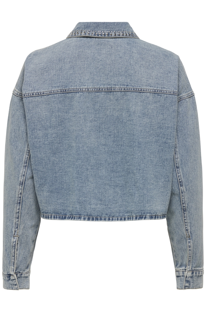 JDYASPEN LS CROPPED STUD SHACKET 15351405 Light Blue Denim